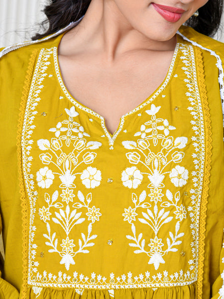 Women’s Yellow Anarkali Ethnic Set