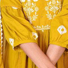 Women’s Yellow Anarkali Ethnic Set