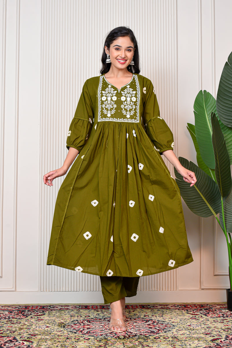 Women’s Green Anarkali Ethnic Set