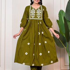 Women’s Green Anarkali Ethnic Set