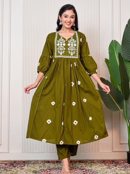 Women’s Green Anarkali Ethnic Set