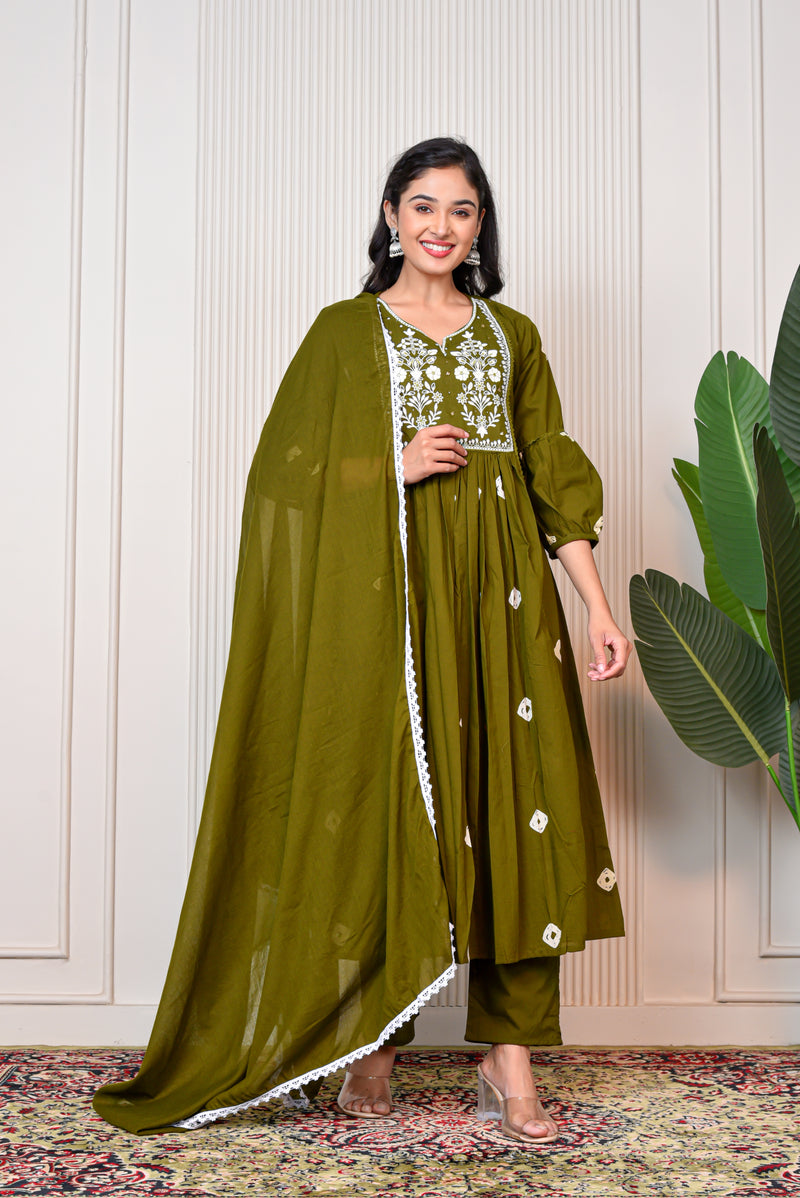Women’s Green Anarkali Ethnic Set