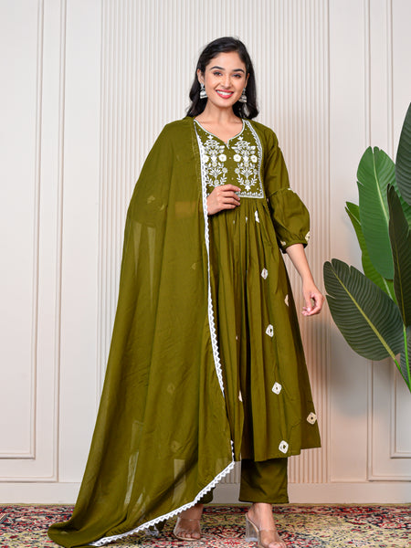 Women’s Green Anarkali Ethnic Set