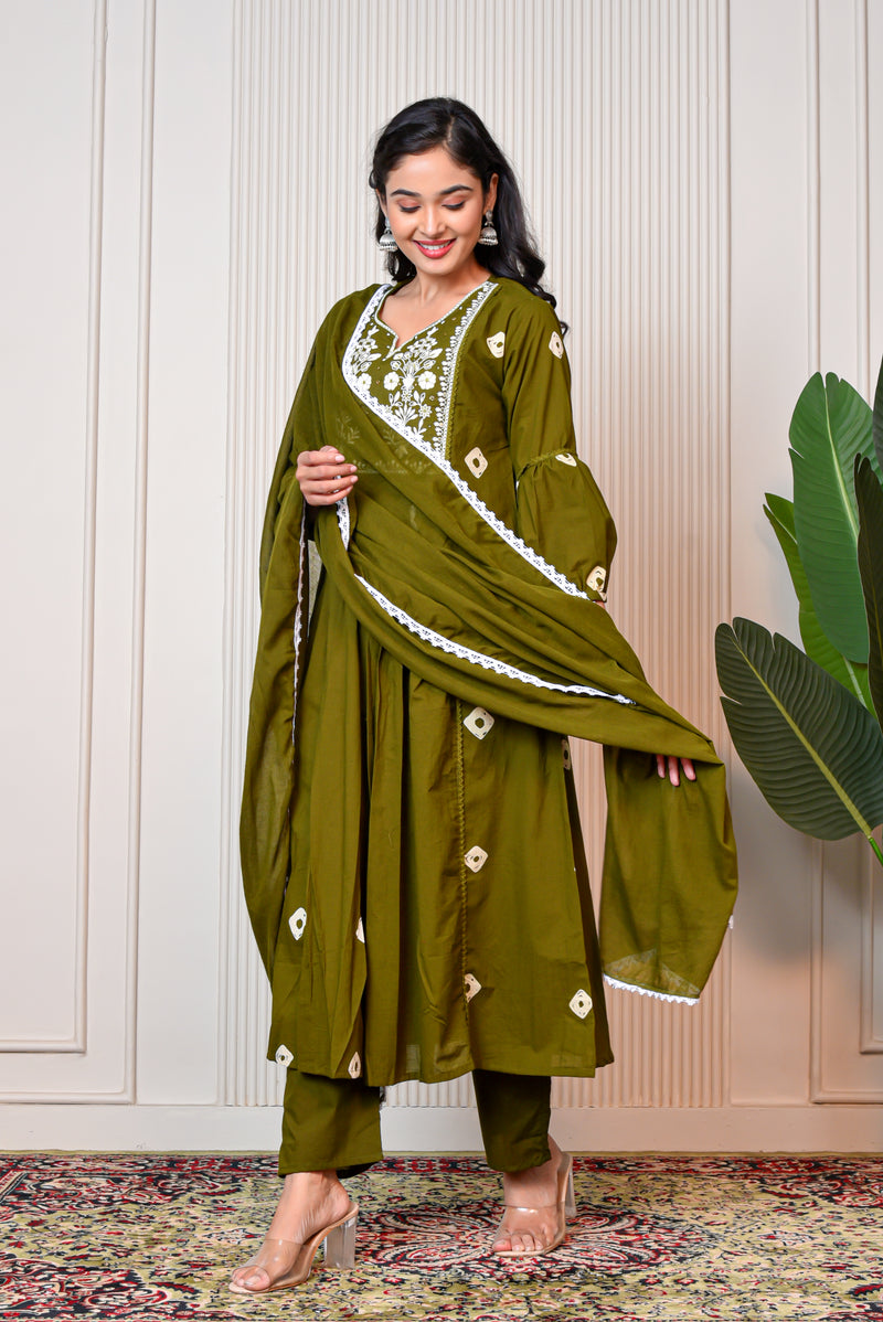 Women’s Green Anarkali Ethnic Set