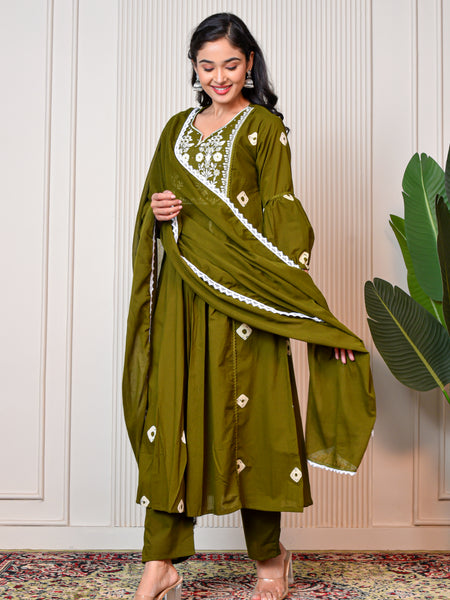 Women’s Green Anarkali Ethnic Set