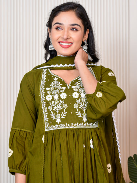 Women’s Green Anarkali Ethnic Set