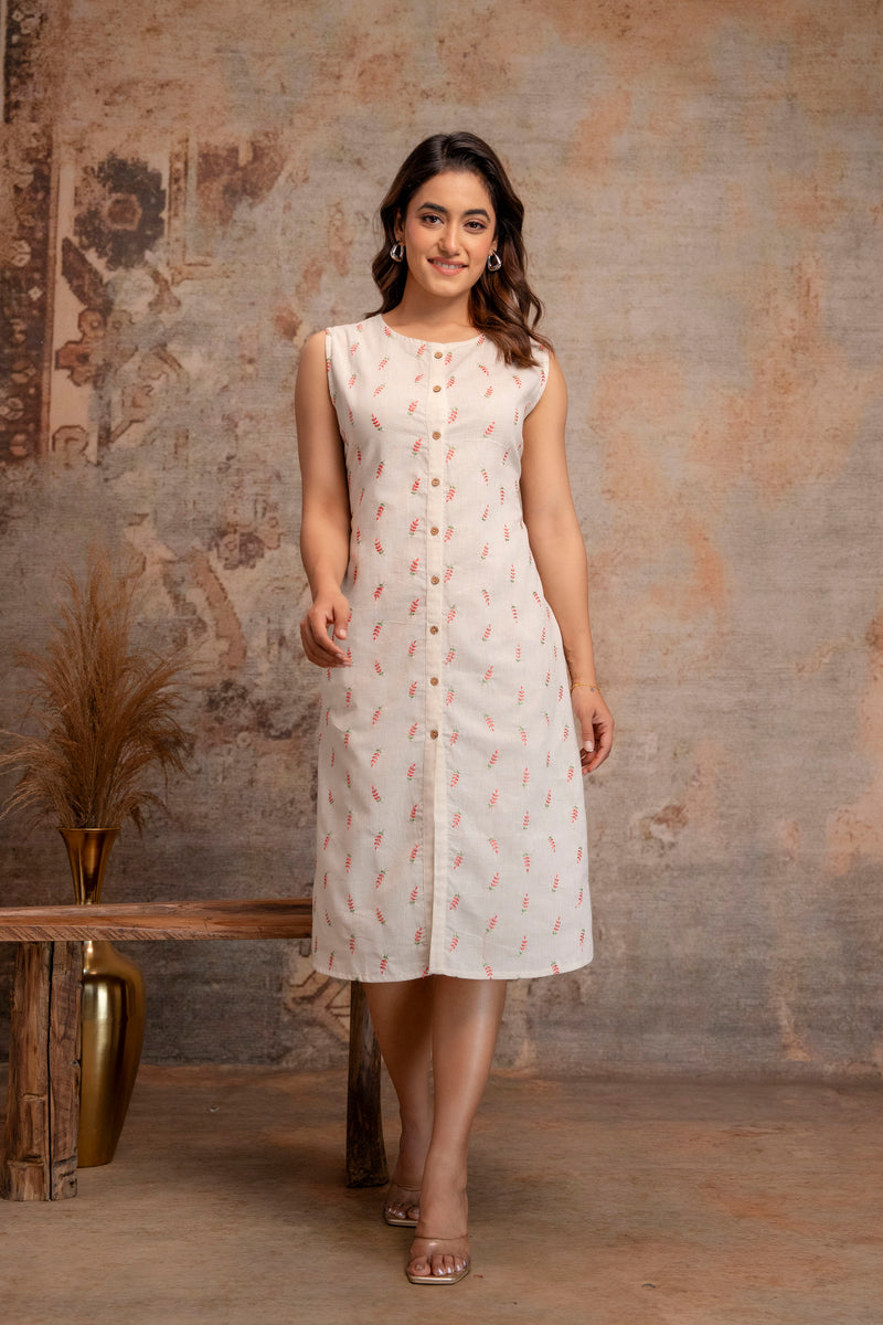 Blush Fern Button-Down Dress
