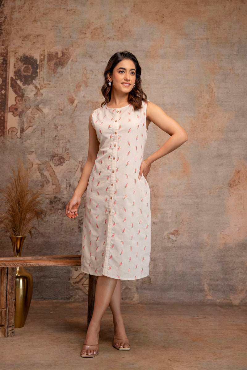 Blush Fern Button-Down Dress