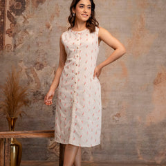 Blush Fern Button-Down Dress