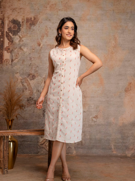 Blush Fern Button-Down Dress