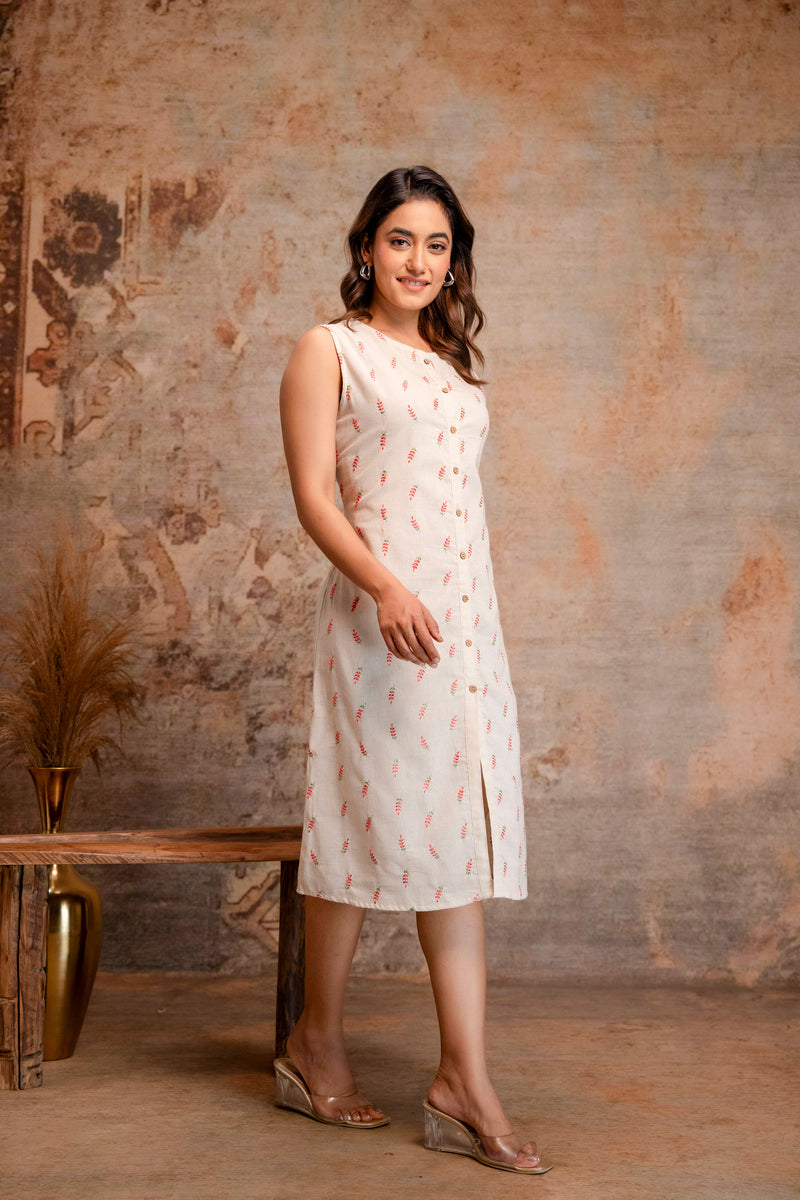 Blush Fern Button-Down Dress