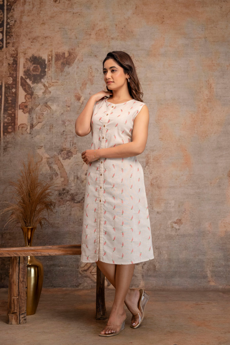 Blush Fern Button-Down Dress