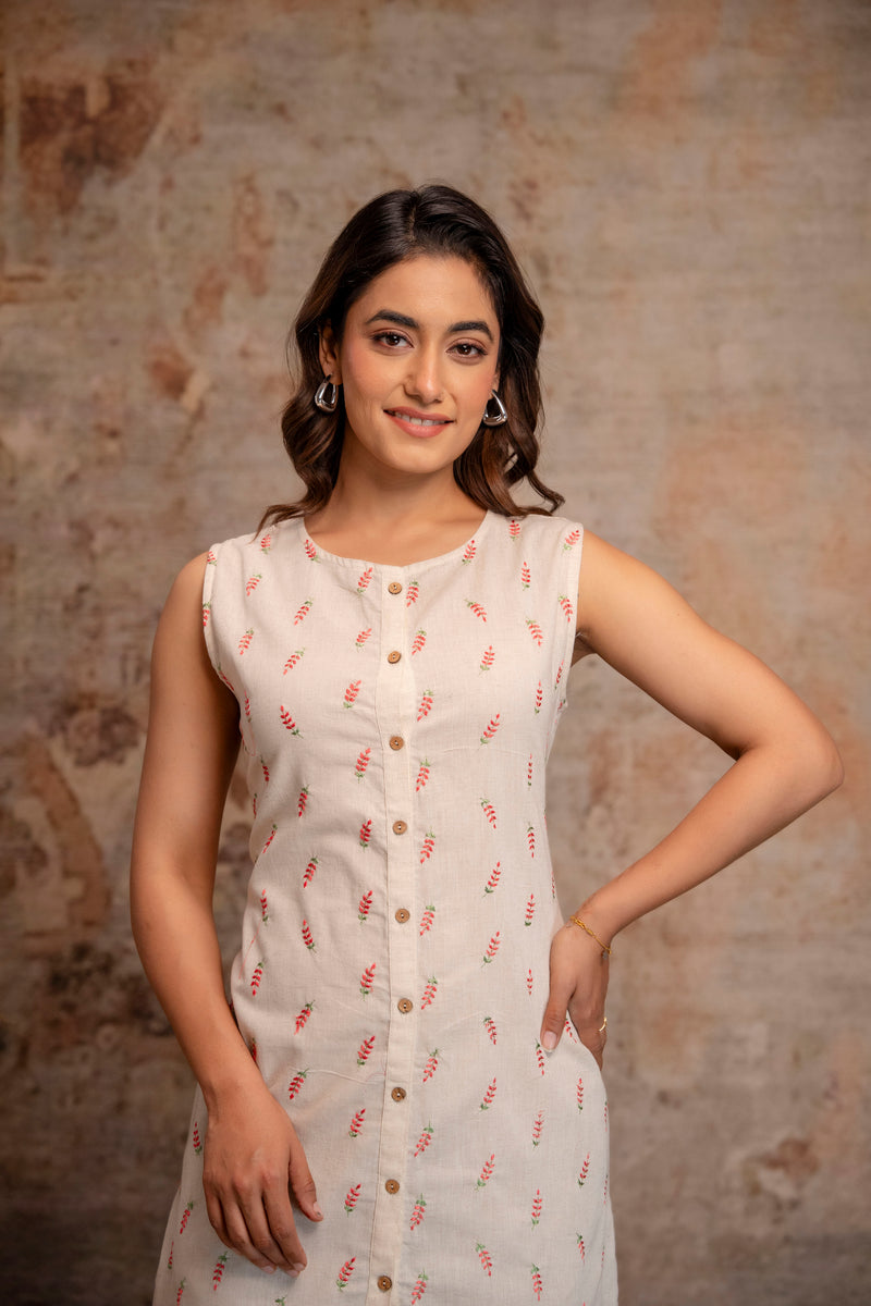 Blush Fern Button-Down Dress
