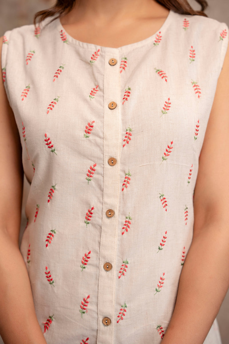 Blush Fern Button-Down Dress