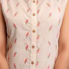 Blush Fern Button-Down Dress