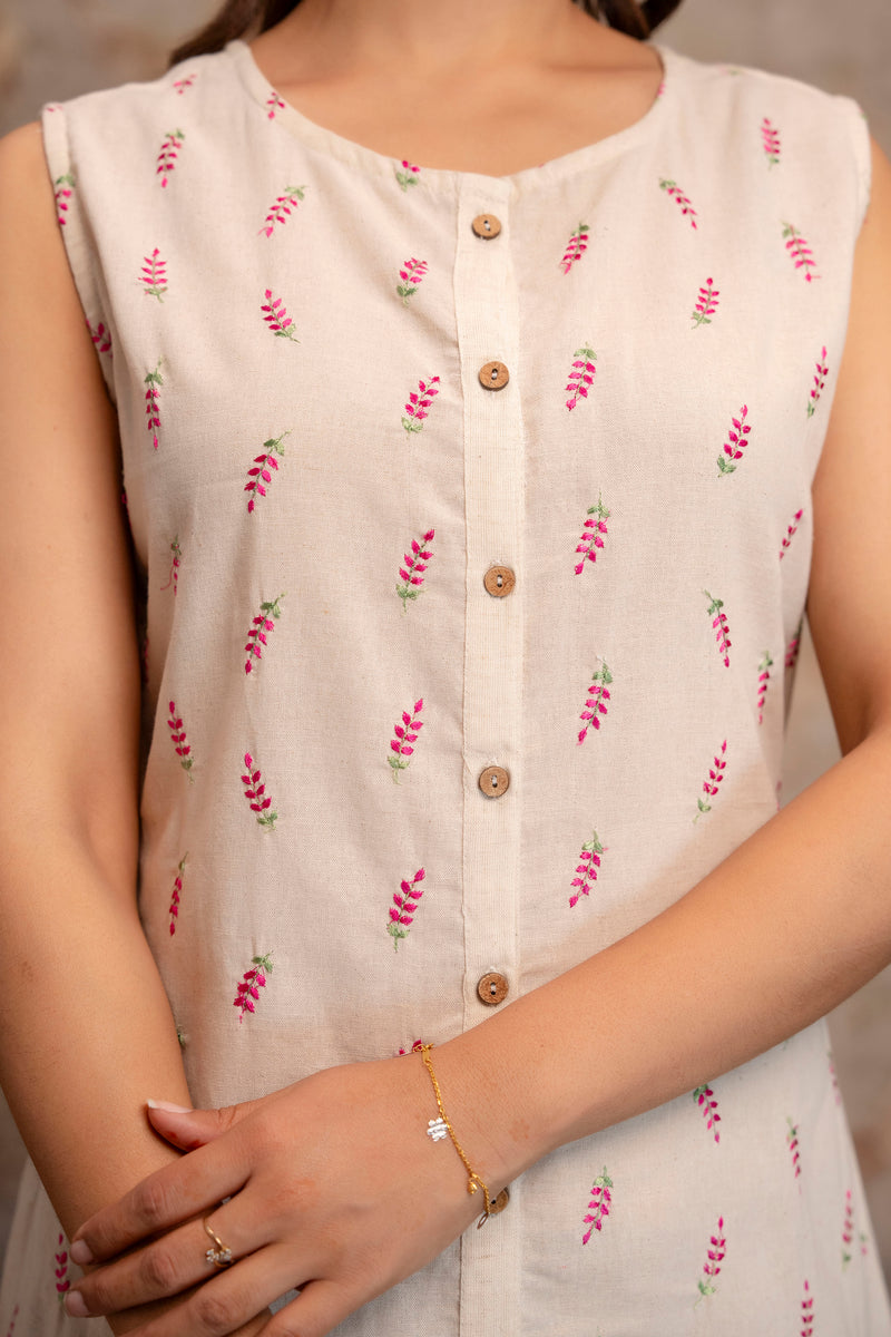 Blush Fern Button-Down Dress