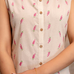 Blush Fern Button-Down Dress