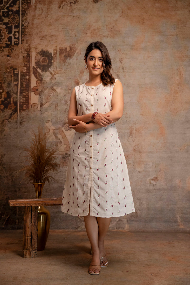 Blush Fern Button-Down Dress