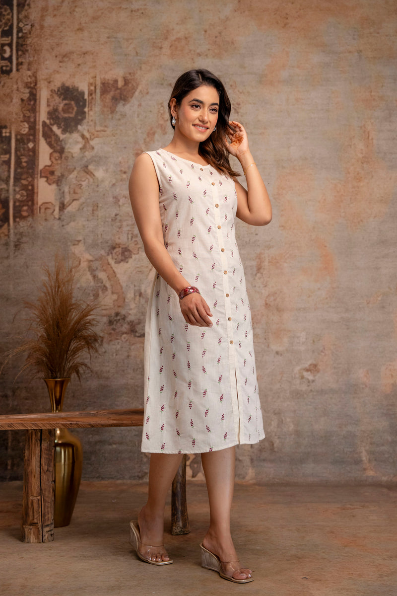 Blush Fern Button-Down Dress