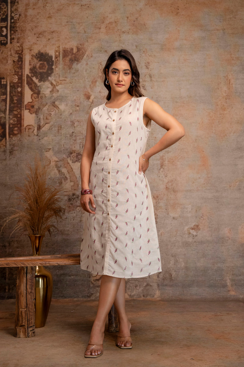Blush Fern Button-Down Dress