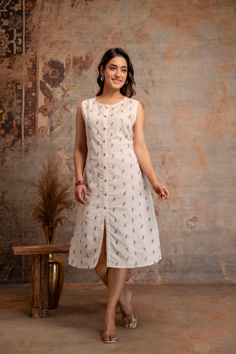 Blush Fern Button-Down Dress