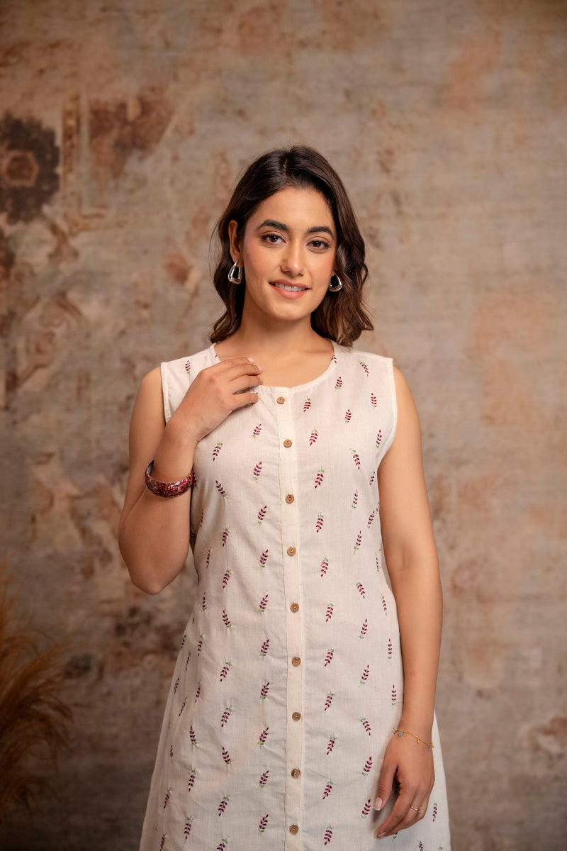 Blush Fern Button-Down Dress