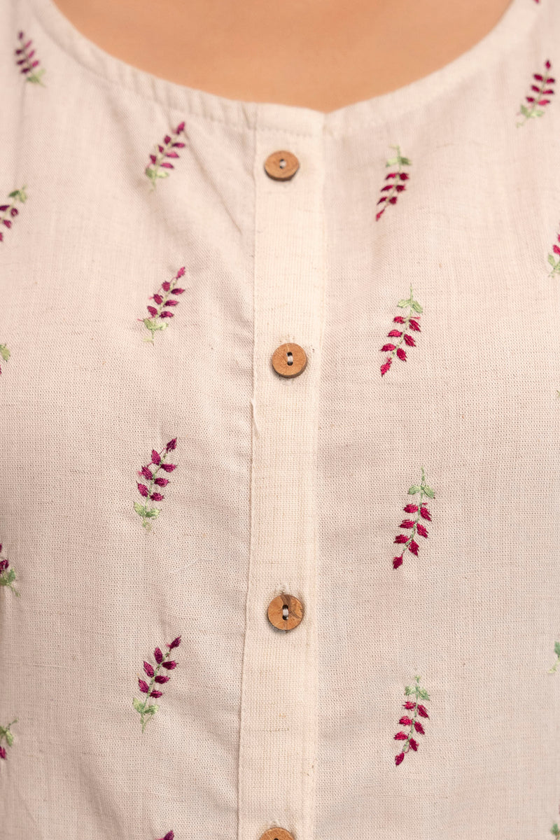 Blush Fern Button-Down Dress