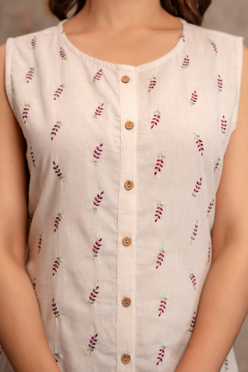 Blush Fern Button-Down Dress