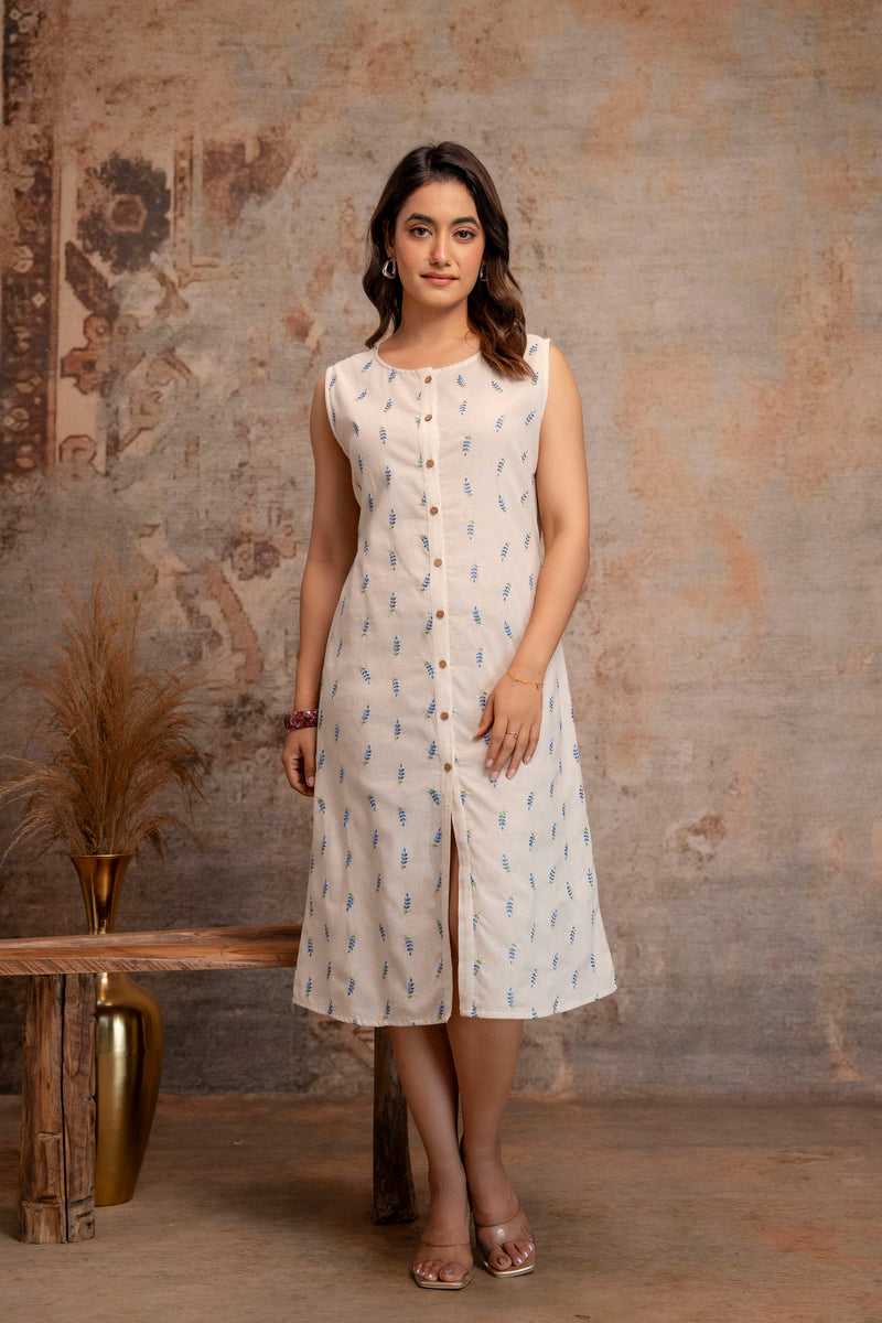 Blush Fern Button-Down Dress