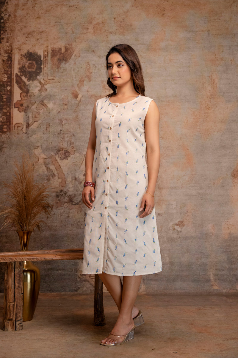 Blush Fern Button-Down Dress