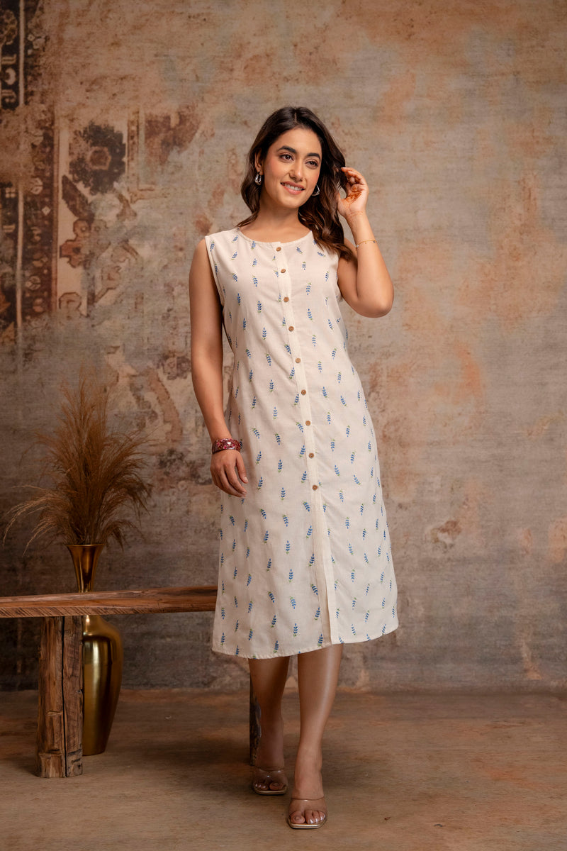 Blush Fern Button-Down Dress