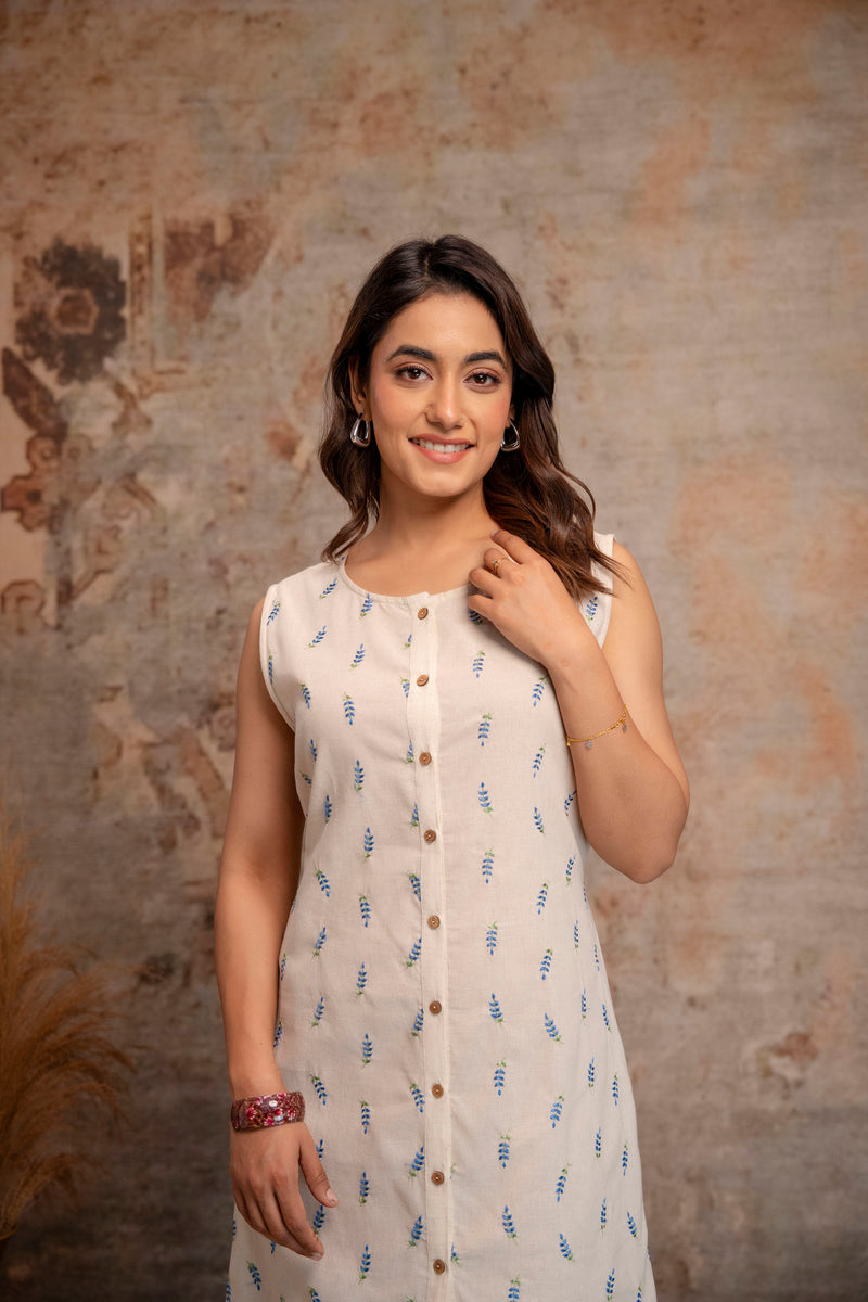 Blush Fern Button-Down Dress