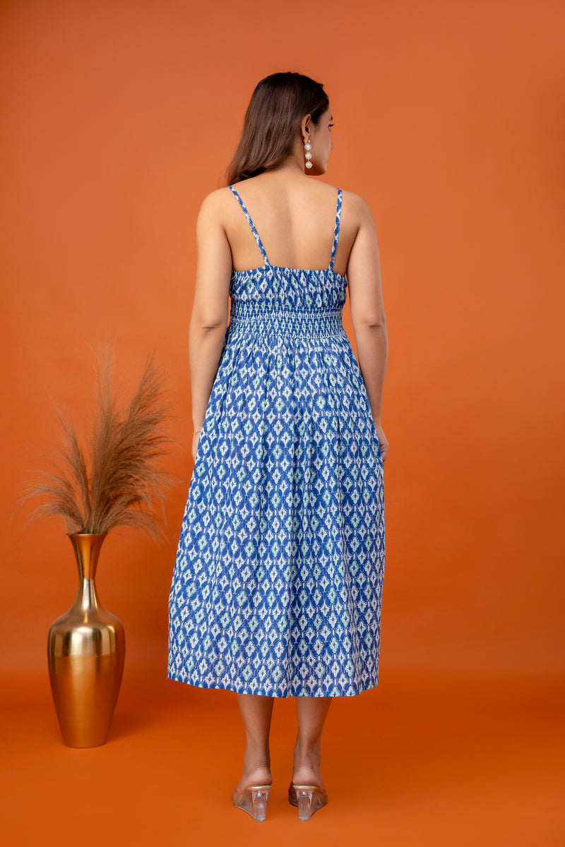 Blue Drift Strappy Midi Dress