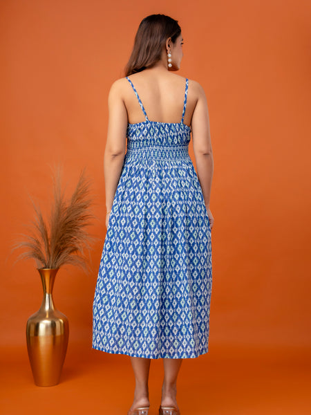 Blue Drift Strappy Midi Dress