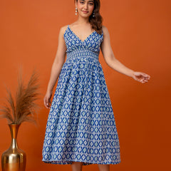 Blue Drift Strappy Midi Dress