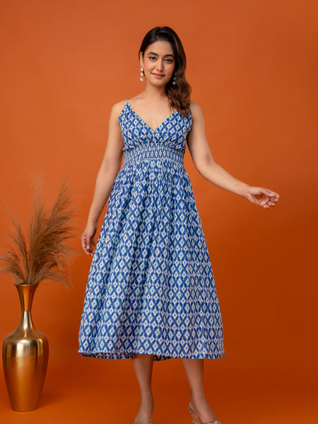 Blue Drift Strappy Midi Dress