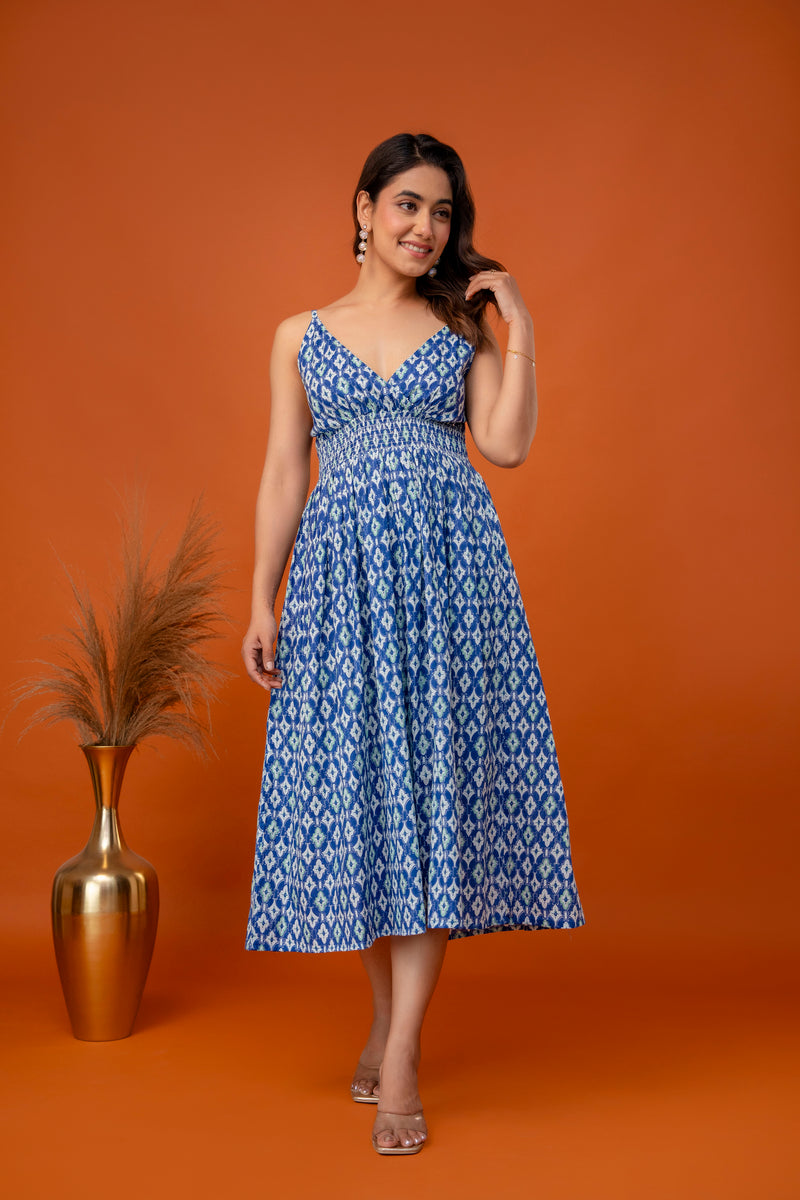 Blue Drift Strappy Midi Dress
