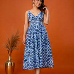 Blue Drift Strappy Midi Dress