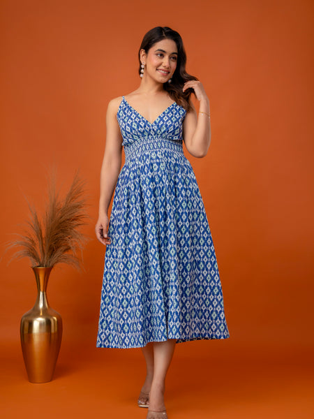 Blue Drift Strappy Midi Dress