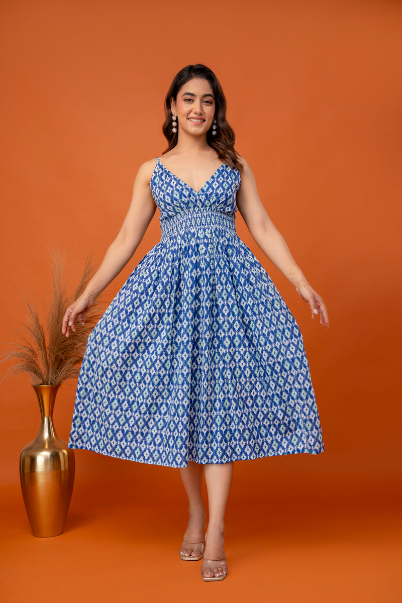 Blue Drift Strappy Midi Dress
