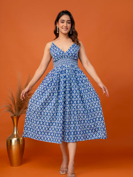 Blue Drift Strappy Midi Dress