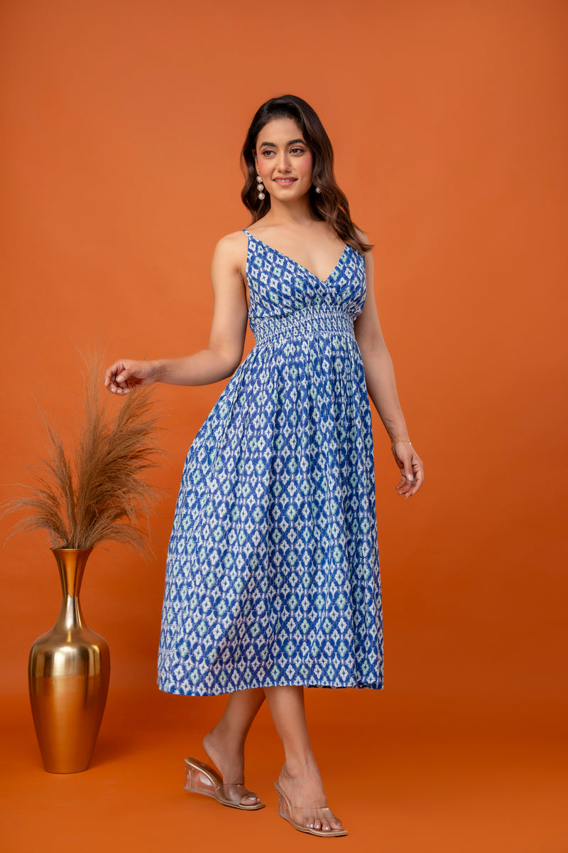 Blue Drift Strappy Midi Dress