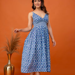 Blue Drift Strappy Midi Dress