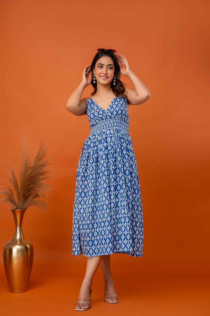 Blue Drift Strappy Midi Dress