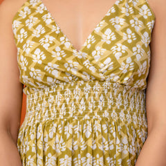 Mustard Olive Strappy Midi Dress