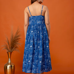 Indigo Heritage Strappy Midi Dress