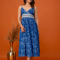 Indigo Heritage Strappy Midi Dress