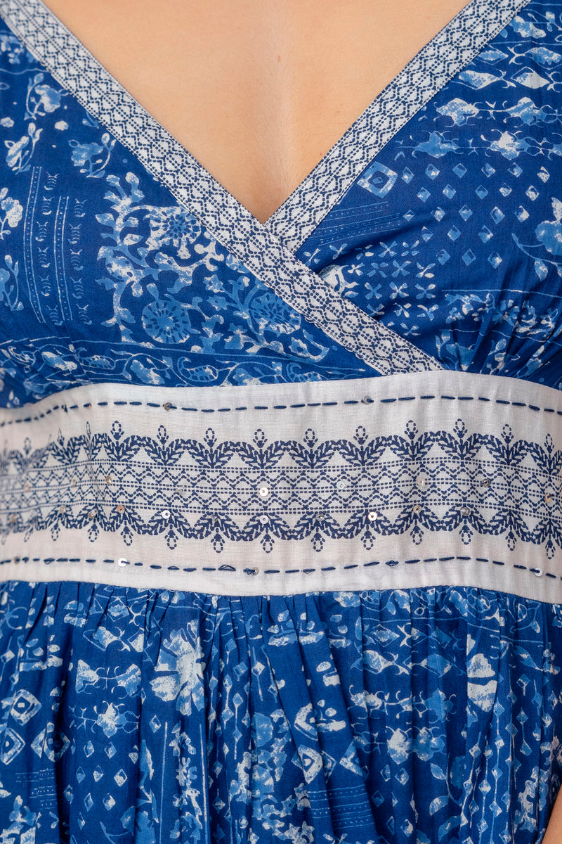 Indigo Heritage Strappy Midi Dress