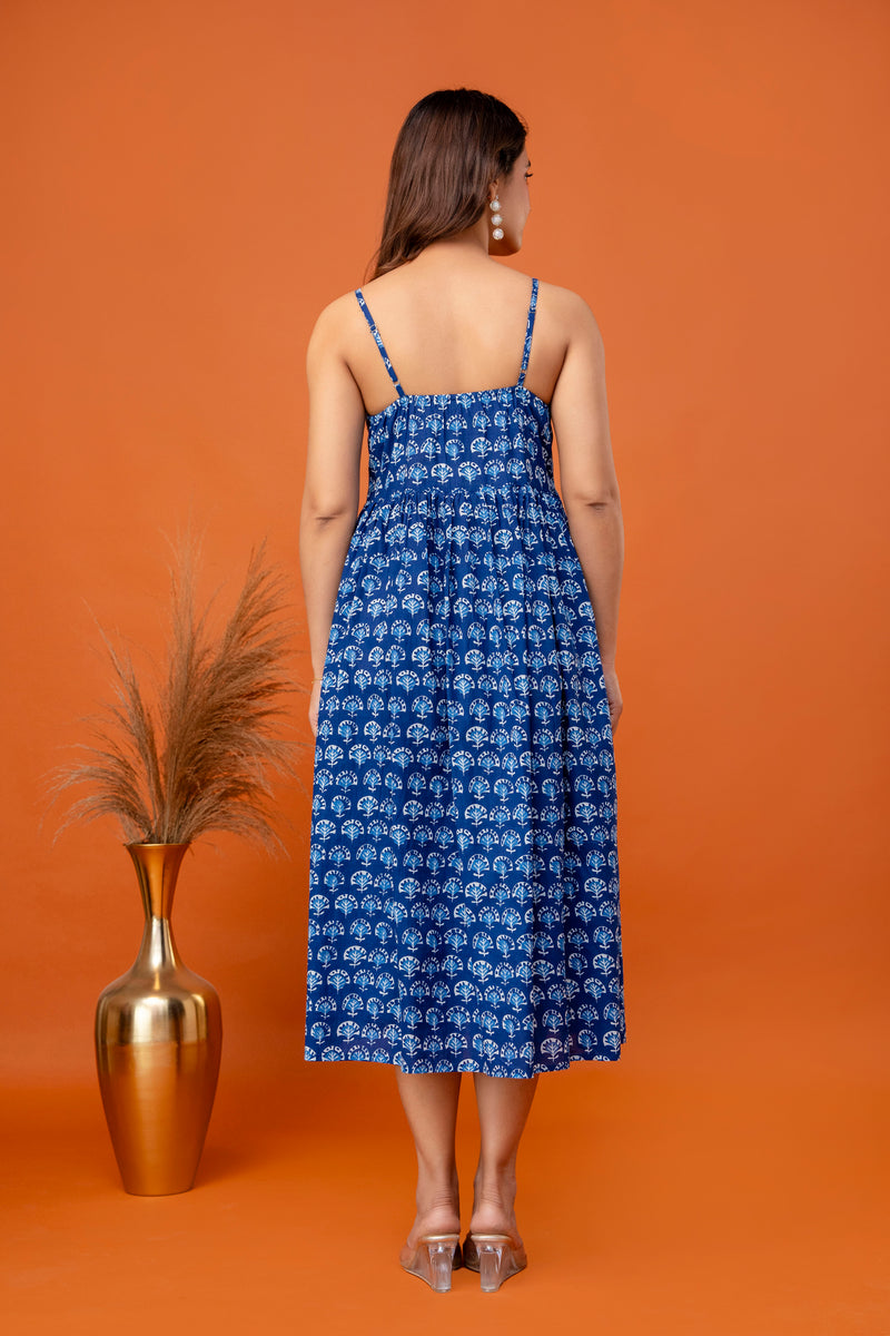 Solmira Indigo Strappy Midi Dress