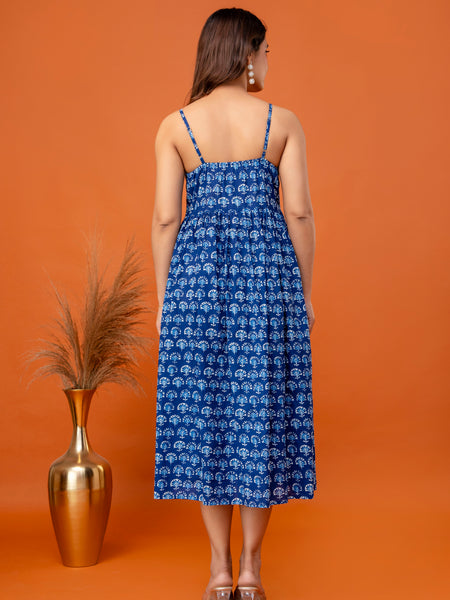 Solmira Indigo Strappy Midi Dress
